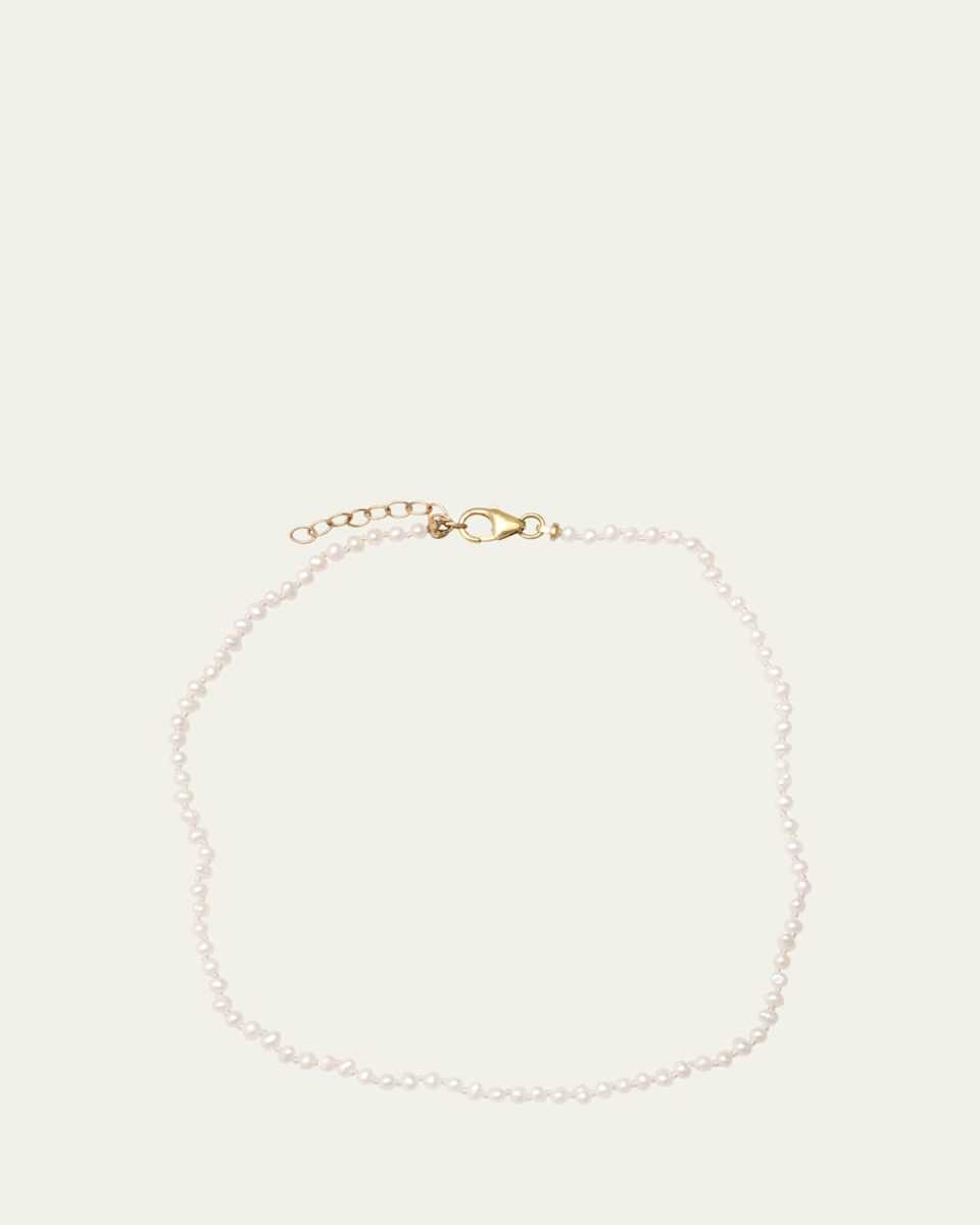 14K Yellow Gold Pearl Beaded Anklet